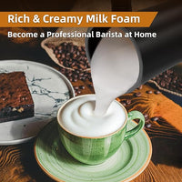 Electric milk frother used to prepare foam for latte and cappuccino