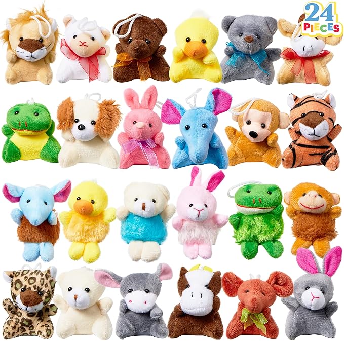 24 Pack Mini Animal Plush Toy Assortment, small stuffed animals for kids