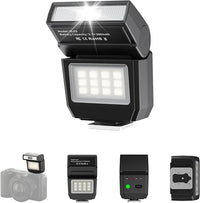 mini camera flash speedlite with led video light compact design