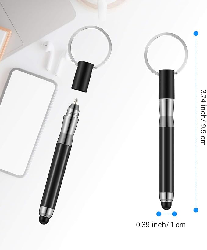 Mini capacitive stylus pens displayed in four metallic colour options