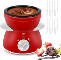 Mini electric chocolate melting pot with compact red design