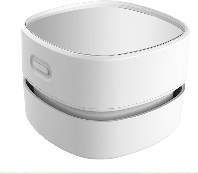 Mini Desktop Vacuum Cleaner with 360º Rotatable Design for Keyboard and Office Use, White.