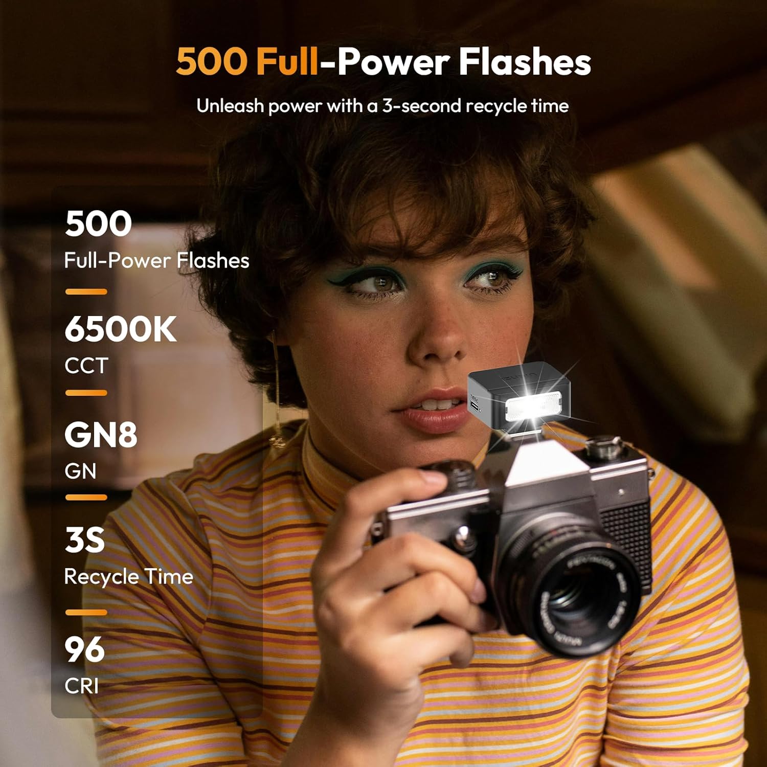 mini flash for camera with 4 power levels adjustable brightness control