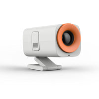 Portable mini LCD projector with Android 12 and compact front-facing design