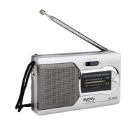 Mini pocket radio with built-in speaker and long range AM FM reception front view