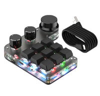 Mini programmable shortcut keyboard with rotary knob front view