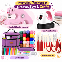 Compact sewing machine included for home stitching projects