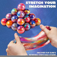Mini slime toys with galaxy swirl design for sensory play