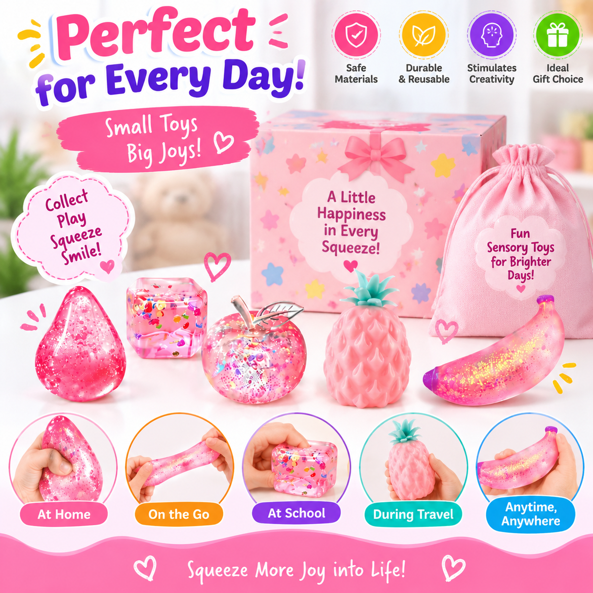 Mini squeeze toy gift set with assorted designs