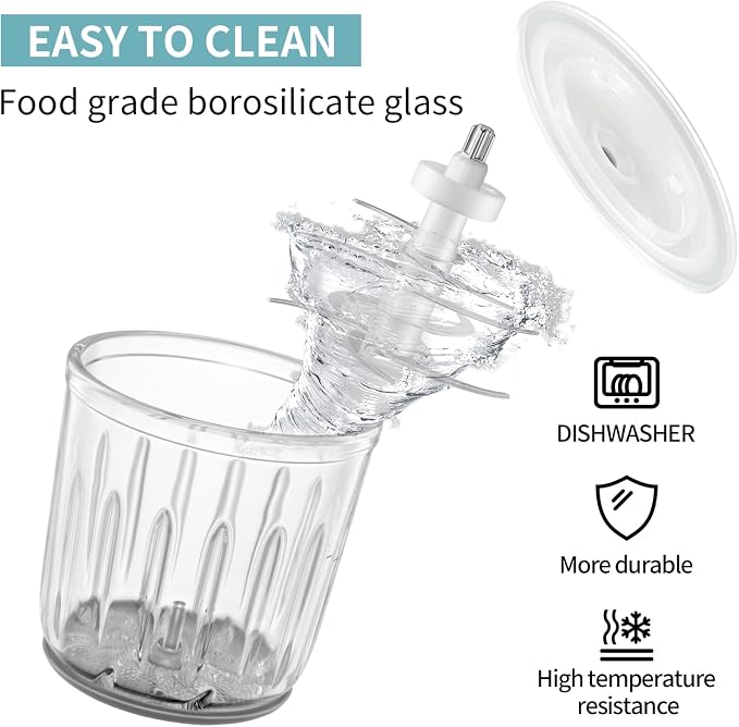 Mini baby blender machine with compact electric motor and clear food container