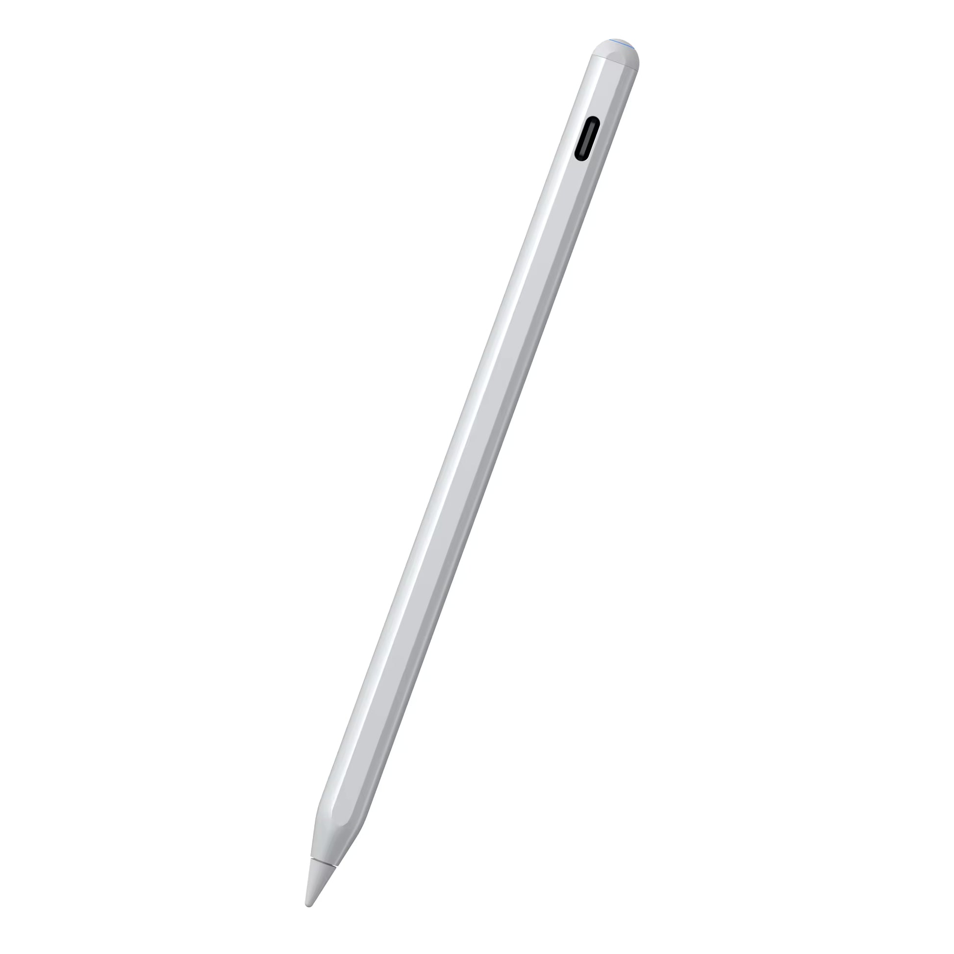 Front view of a mint blue active stylus pen with a slim aluminium body