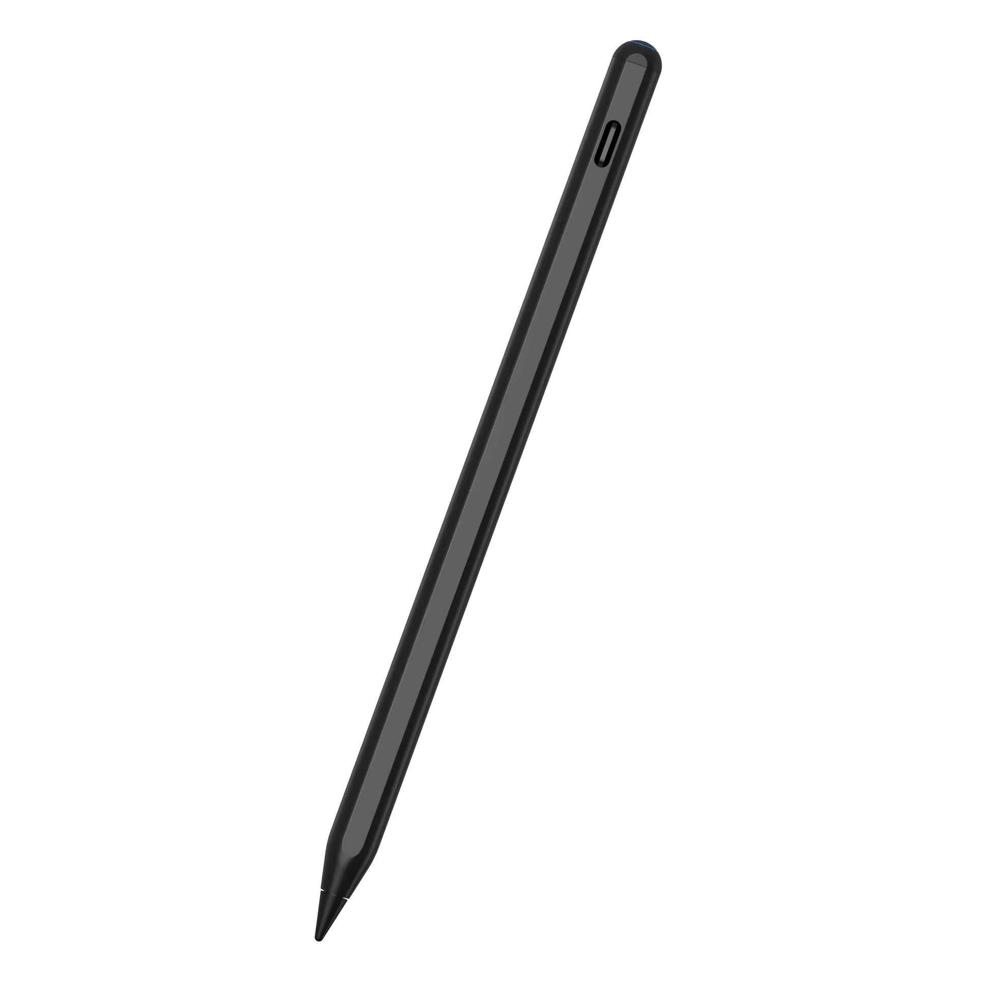 Side view of a mint blue touchscreen stylus with magnetic attachment design