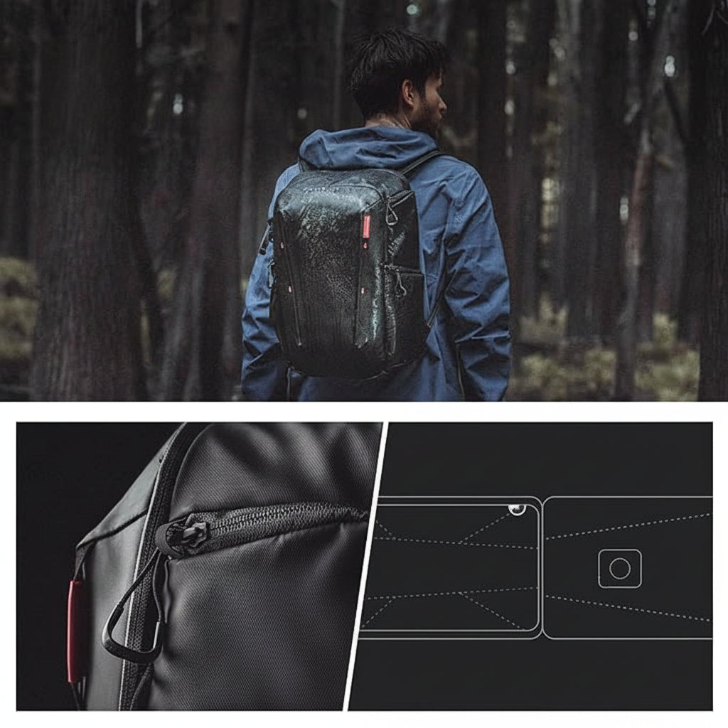 Mirrorless camera storage backpack with space for lenses and accessories