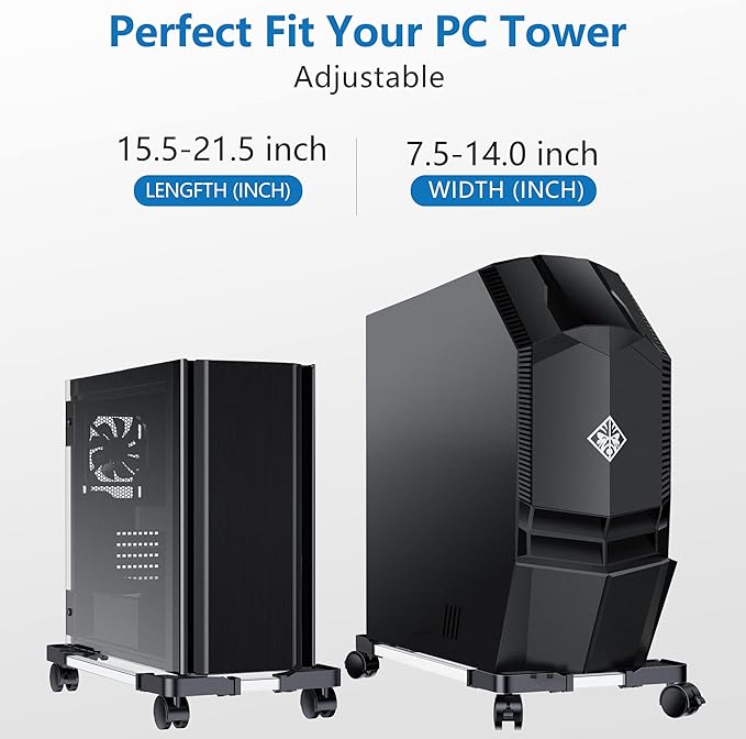 mobile computer tower holder cart riser for office and home use