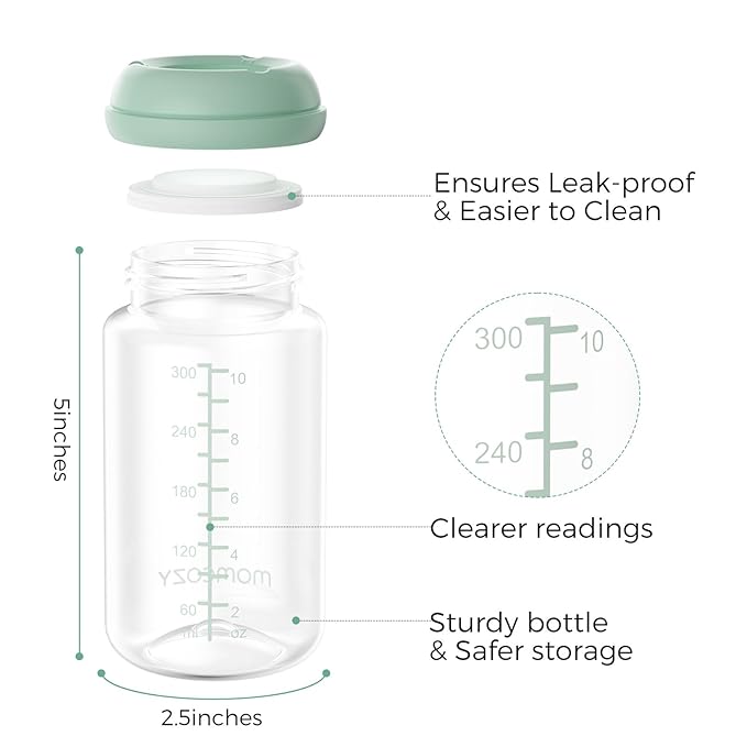 Momcozy Natural Baby Bottle with Leak-Proof Cap, Clear Markings for Easy Measurement, BPA-Free