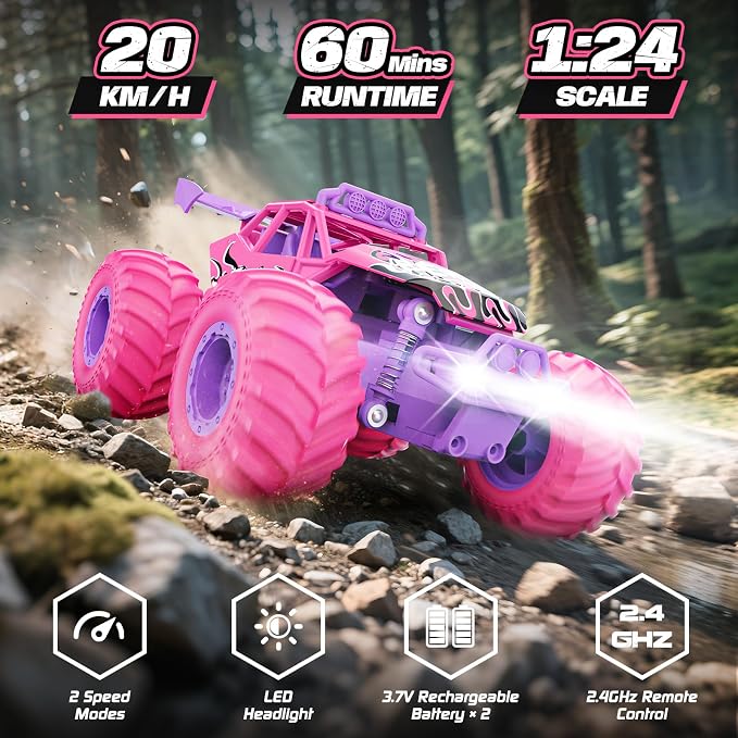 Green monster truck RC car for indoor and outdoor driving