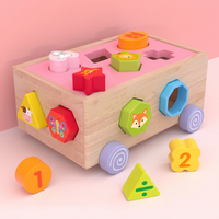 Montessori-style animal puzzle car toy for toddlers learning shapes, colors and matching
