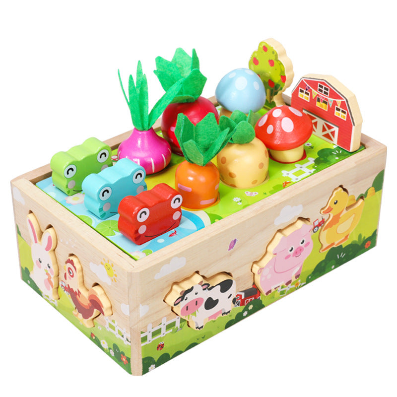 Montessori farm animal activity car toy featuring multiple interactive toddler activities.