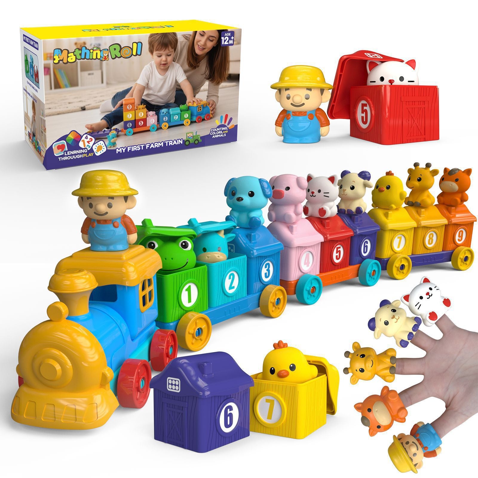 Montessori farm train learning toy for toddlers 1 to 3 years