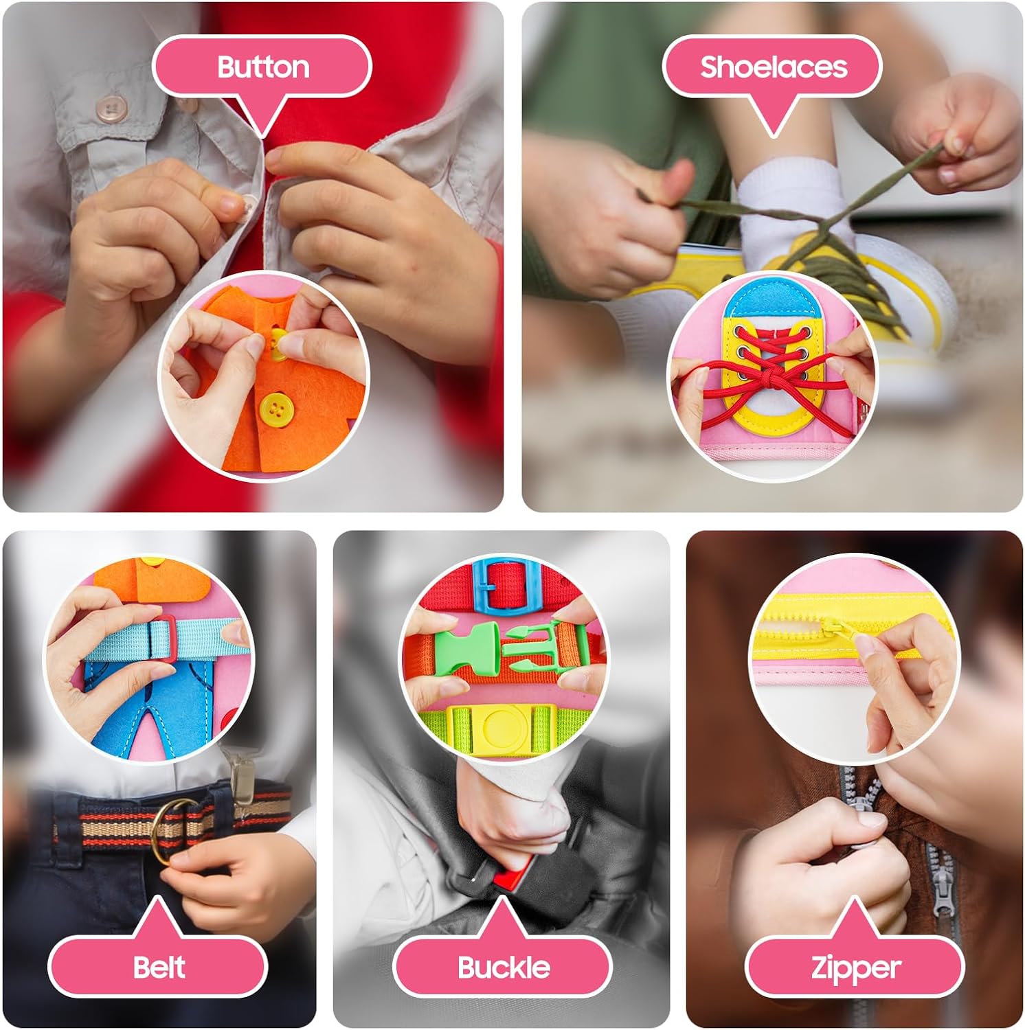 Montessori felt activity toy book for toddlers and preschool children