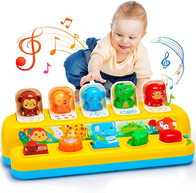 Montessori pop up toy for babies cause and effect learning toy with lights