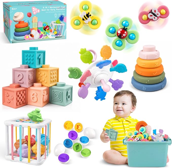 Montessori Toys 6 in 1 sensory learning set shown in a complete product view.