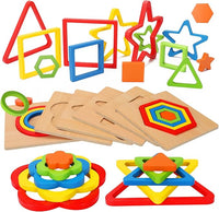 Montessori wooden shape sorting puzzle toddler learning toy for 1-3 year old kids