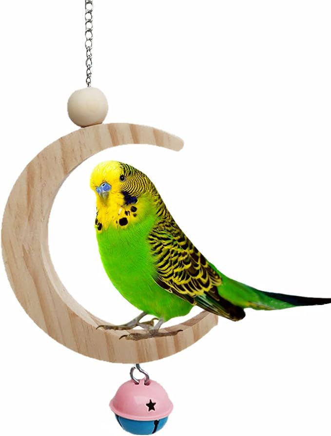 moon shaped bird swing toy for parakeets and parrots