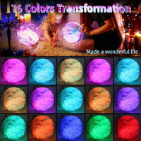 Packaged 3D moon lamp night light with USB cable and wooden stand
