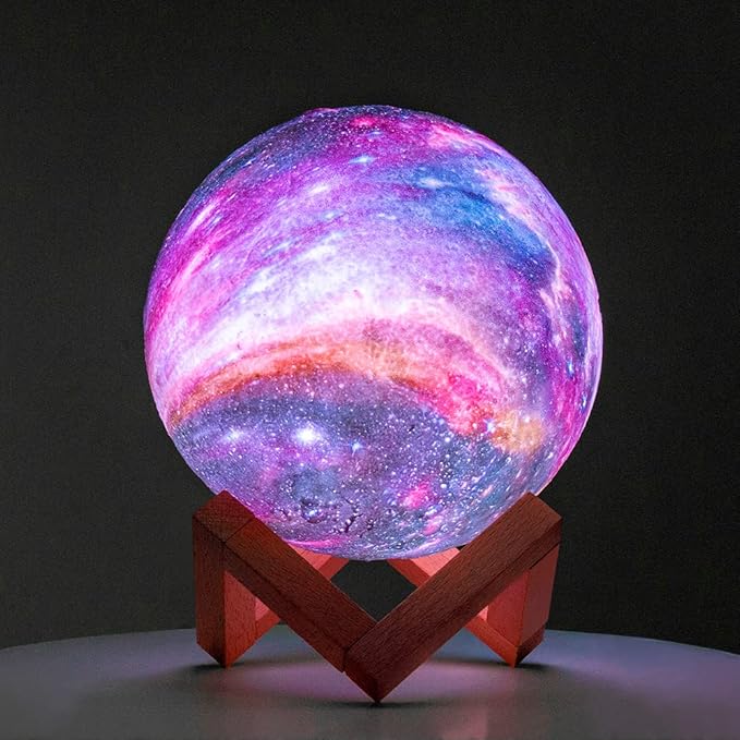 Galaxy moon lamp night light illuminating bedroom for ambiance