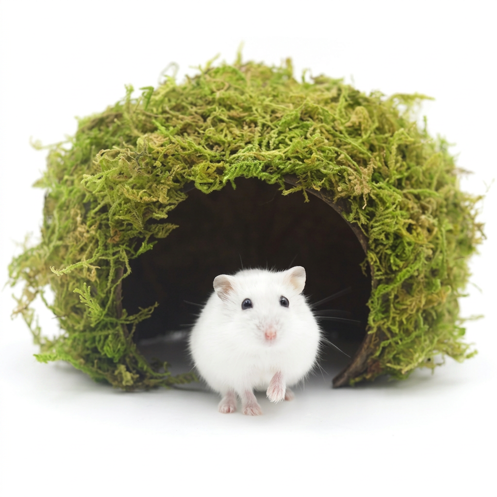 Large Hamster Hideout with Natural Moss Eco-Friendly Pet House