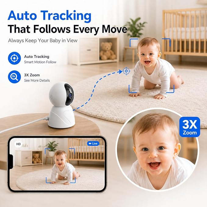 Motion Tracking Baby Room Camera For Indoor Use