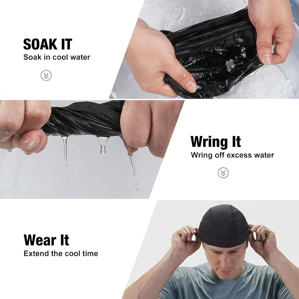 Cooling Skull Cap for Motorcycle Helmet Use in Hot Weather