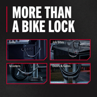 6 ft cable lock securing a mountain bike to a bike rack