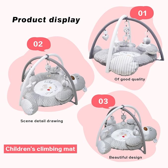 Movable baby play mat with soft padded floor surface