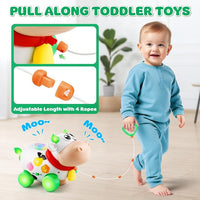 Moving cow toy for supervised children’s play
