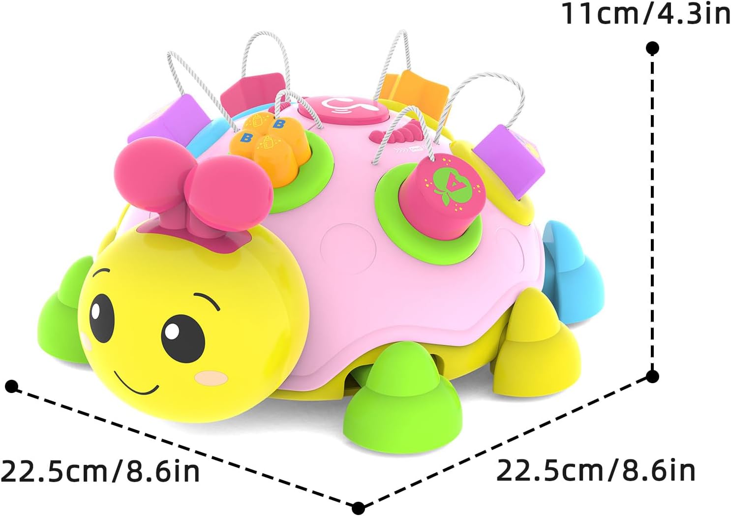 Moving ladybug toy for baby crawling activities