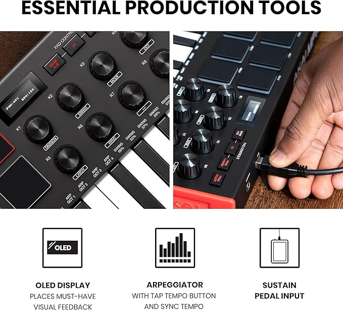 8 Assignable Knobs on the MPK Mini MK3 for Precise Control Over DAW Parameters.
