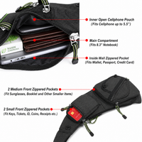 Sling bag with multiple compartments for phone, wallet, keys, and small tools
