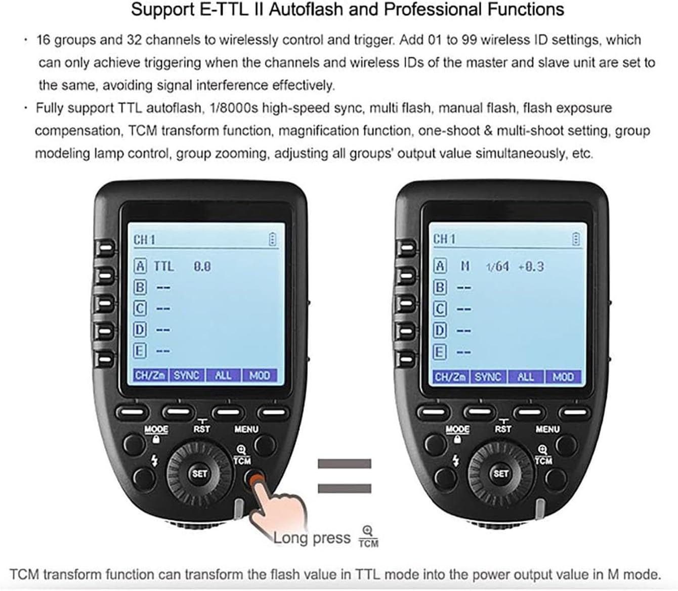 wireless flash trigger group control buttons photography setup