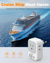 Travel Adapter 4 AC Outlets Multi Device Charging