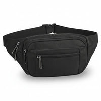 Multi-pocket waist bag front view for travel and daily outings