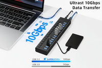 Multi-port USB hub for PC and laptop accessories