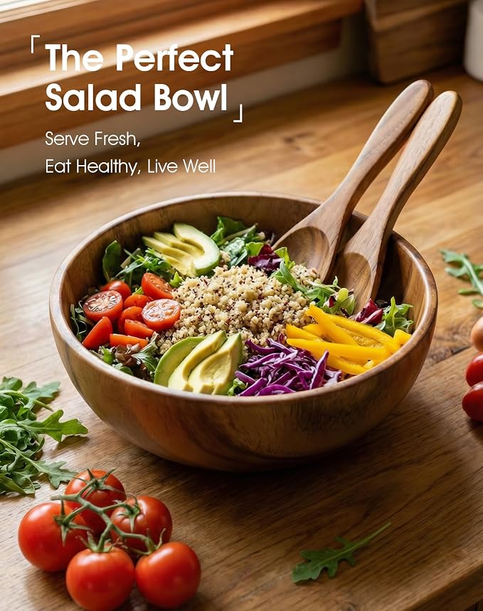 Multi size acacia serving bowls for individual and shared portions