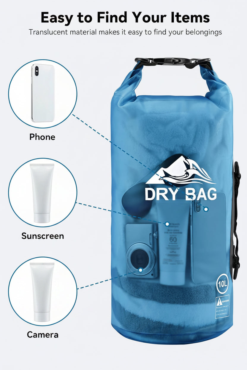 Multi-size dry storage bag available in 5L, 10L, 20L, 30L, and 40L