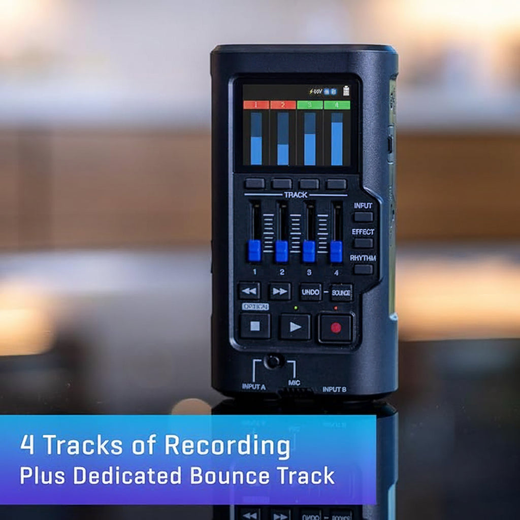 Close-up view of 2 XLR/TRS combo inputs on multi-track audio player