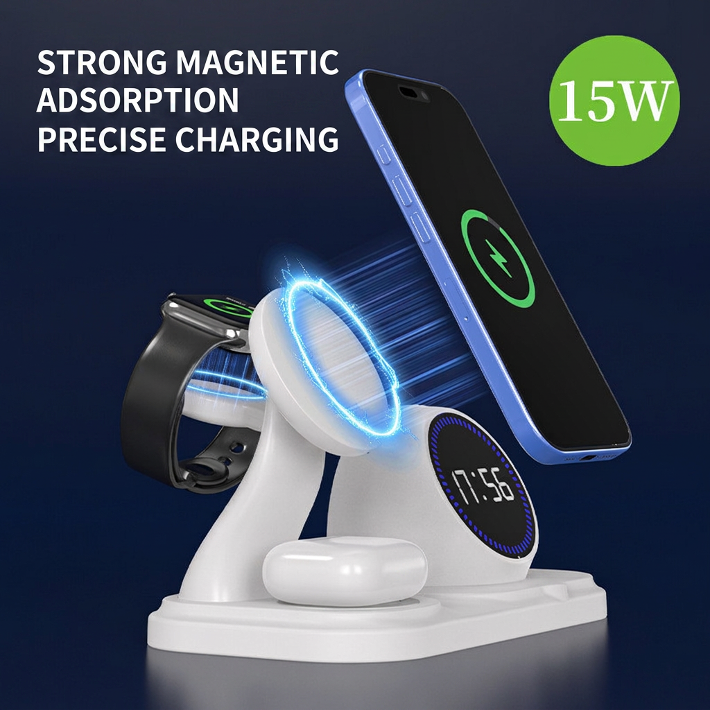 Multi-function wireless charging dock with speaker and timer