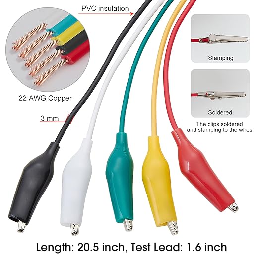Multimeter test leads for circuit testing and electronics projects