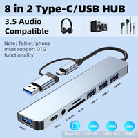 Multiport docking adapter for compatible laptop tablet and phone use