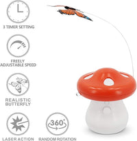 Mushroom Style Automatic Cat Toy with Butterfly Attachment